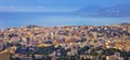 French riviera. Town of Cannes. Panoramic view of Cannes cityscape and seafront from hill