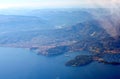 French riviera and the Villefranche-sur-Mer from height of flight of the plane Royalty Free Stock Photo