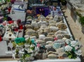 French rock star Johnny Hallyday`s grave at the Lorient Cemetery on the island of Saint Barthelemy,