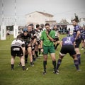 French rugby team of Soyaux Angouleme plays invited team