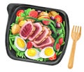 French salad Nicoise in a takeaway box