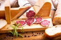 French salami with rosemary Royalty Free Stock Photo