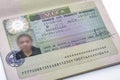French Schengen visa close up Royalty Free Stock Photo