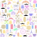 French seamless pattern background icon