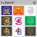 French set of number 48 templates