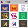 French set of number 64 templates