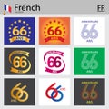 French set of number 66 templates