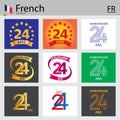 French set of number 24 templates