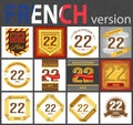 French set of number 22 templates