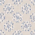 French shabby chic stylized dotty vector texture background. Linen blue polka dot glitch seamless pattern. Modern