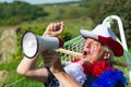 French Soccer fan with flag Royalty Free Stock Photo