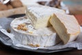 French soft cheeses - camembert, marcaire, munster, brie - delicious dessert with nuts and dried fruits Royalty Free Stock Photo