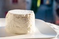 French soft white goat cheese served outdoor in sunlights Royalty Free Stock Photo