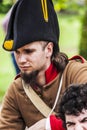 Portrait of a french napoleonic soldier before the happening of the battle