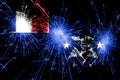 French Southern and Antarctic Lands fireworks sparkling flag. New Year, Christmas and National day concept