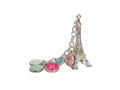 French souvenir in the form of the Eiffel tower with the inscription Paris on a chain Royalty Free Stock Photo