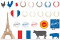 French special design elements for food labels and other label creating with french theme