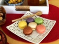 French special dessert macaroon with breakfast