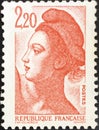 French stamp from the Freedom series by Pierre Gandon Royalty Free Stock Photo