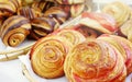 French strawberry and chocolate croissants for sale at a local bakers and farmers market in Black Mountain NC