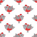 French style birdie girl seamless pattern on white background.