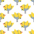 French style chicks seamless pattern on white background.