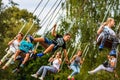 French styled carousel, skyflyer in amusement park in Targoviste, Romania, 2019 Royalty Free Stock Photo