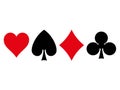 Four French-suited playing cards symbols Royalty Free Stock Photo