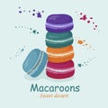 French sweet macaroons. A stack of tasty cakes. A delicious dessert, a good present