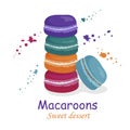 French sweet macaroons. A stack of tasty cakes. A delicious dessert, a good present