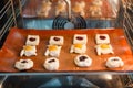 French sweet pastries in a professional oven