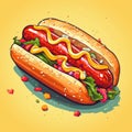 French tasty hotdog on color bright background