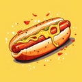 French tasty hotdog on color bright background