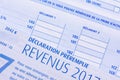 French tax return with the salaries, wages, pensions and annuities page