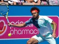 French Tennis player Jo-Wilfried Tsonga preparing for the Australian Open at the Kooyong Classic in Melbourne