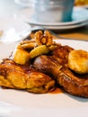 French toast with caramelized bananas Royalty Free Stock Photo