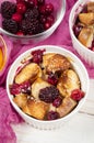 French toast casserole with cranberries, raspberries and blackberries Royalty Free Stock Photo