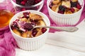 French toast casserole with cranberries, raspberries and blackberries Royalty Free Stock Photo