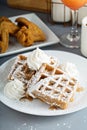 French toast waffles with fried chicken Royalty Free Stock Photo