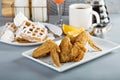 French toast waffles with fried chicken Royalty Free Stock Photo