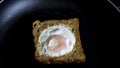 French Toast With An Egg Inside In A Pan. Traditional French Dish Croque-Madame .French Breakfast Royalty Free Stock Photo