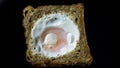 French Toast With An Egg Inside In A Pan. Traditional French Dish Croque-Madame .French Breakfast Royalty Free Stock Photo