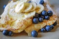 French toast with fresh blueberries and maple syrup Royalty Free Stock Photo