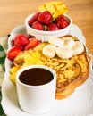 French toast with fruit and coffee Royalty Free Stock Photo