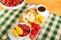 French toast with fruit and coffee Royalty Free Stock Photo