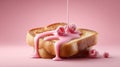 French toast slice with endless syrup loop on pastel gradient background Royalty Free Stock Photo