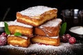 french toast slices dusted with powdered sugar Royalty Free Stock Photo