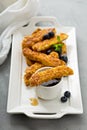 French toast sticks with blueberries and syrup Royalty Free Stock Photo