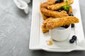 French toast sticks with blueberries and syrup Royalty Free Stock Photo