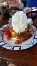 French toast, strawberries and whipped cream. Carlsbad, California
